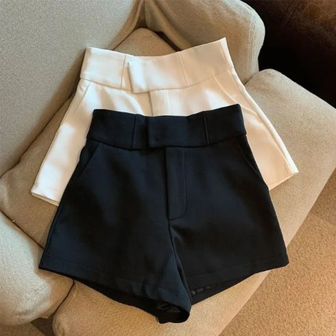 Women's Black High Waisted A-Line Casual Shorts