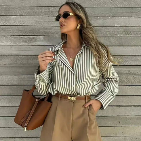 Elegant Oversized Button-Up Blouse for Women