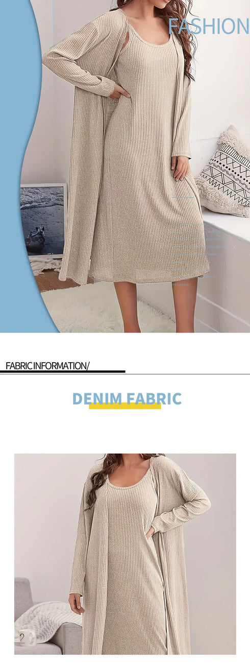 Khaki Plus Size Woven Casual Set for Women