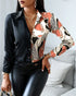 V Neck Spliced Vintage Long Sleeve Button Up Women Shirts Fashionable Chain Printed Designer Plus Size Women'S Blouses & Shirts