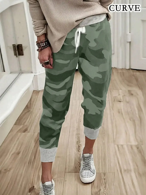 Plus Size Camouflage Print Jogger Pants for Women
