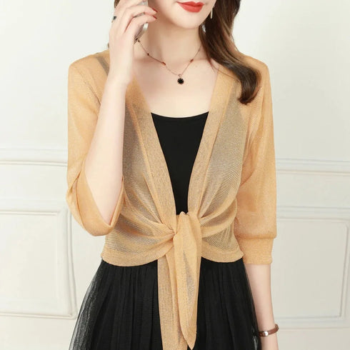 Trendy Lace Short Jacket with Half Sleeves