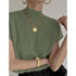 Solid Stand-up Collar Knitted Blouse Vest