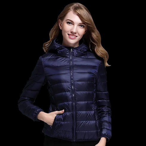 White Duck Down Winter Hoody Jackets Ultra-light Women Coats