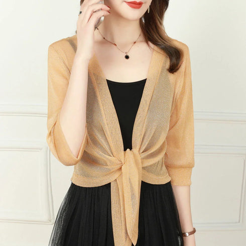 Trendy Lace Short Jacket with Half Sleeves
