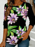 Women's Floral Print Long-Sleeved Loose-Fit Top
