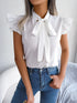 Women's Ruffle Short Sleeve Chiffon Blouse