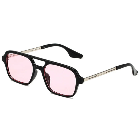 Retro Double Bridge Pilot Sunglasses with Pink Gradient