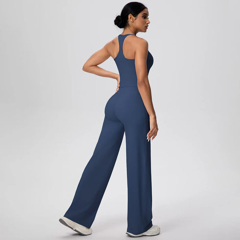 Backless Yoga Set with Wide Leg Pants