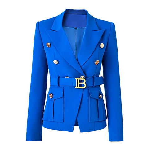 Classic Double Breasted Women's Blazer with Belt