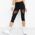 Black Mesh Patchwork Fitness Leggings for Women