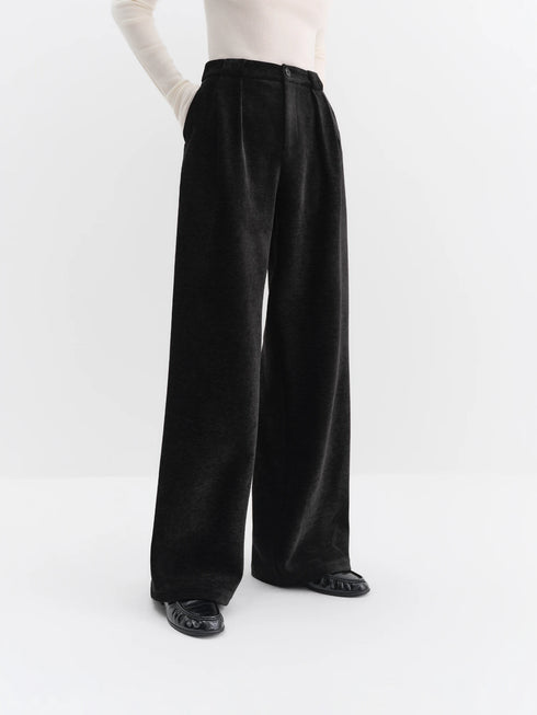 FSLE High-Waisted Straight-Leg Knit Trousers