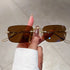 Rimless Rectangle Sunglasses for Men and Women