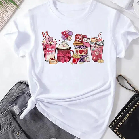 Aesthetic Women's Ice Cream Graphic Tee - Trendy Short Sleeve T-Shirt for Stylish Casual Looks