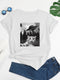 Cat & UFO Print Crew Neck T-Shirt, Casual Short Sleeve Top for Spring & Summer