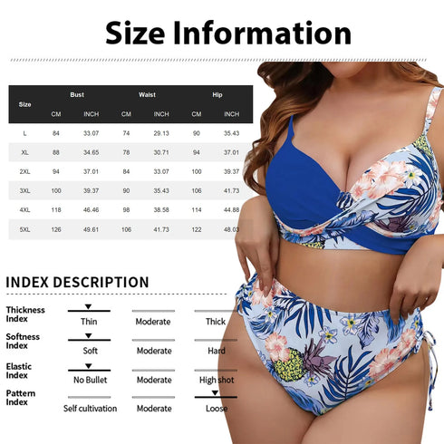 Floral Plus Size High Waist Bikini Set