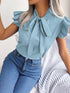 Women's Ruffle Short Sleeve Chiffon Blouse