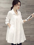 White Casual Oversized Blouses Women 2024 Autumn Korean Fashion Mid Length Winter Loose Long Sleeves Femal Blouses