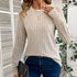 Solid Colour Round Neck Ribbed Long Sleeve Top