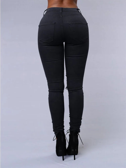Women's Distressed High Waist Pencil Jeans