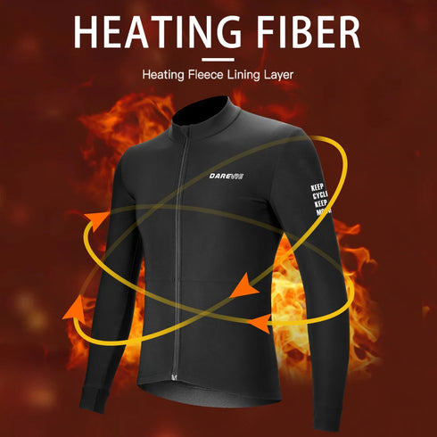 DAREVIE Men's Thermal Fleece Cycling Jersey - Long Sleeve