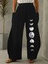 Abstract Star and Moon Print Wide-Leg Pants