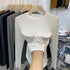 Slim Fit O-Neck Long Sleeve Top for Women