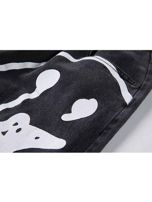 Black Loose Fit Wide Leg Denim Jeans