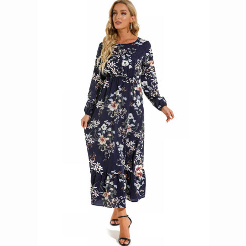 Summer Bohemian Maxi Dress with Long Sleeves