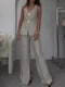 Women's V-Neck Sleeveless Waistcoat & Wide Leg Pant Set
