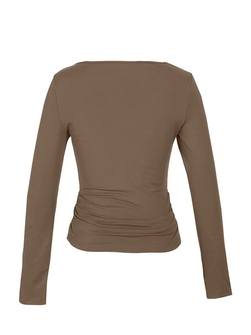 Hot Basic Square Neck Slim Women's Bottoming Clothing Casual Solid Long Sleeve Tops Versatile Fashion Multi-Color Blouse Gifts