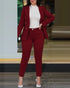 Notched Neck Blazer & High Waist Pants Set for Women