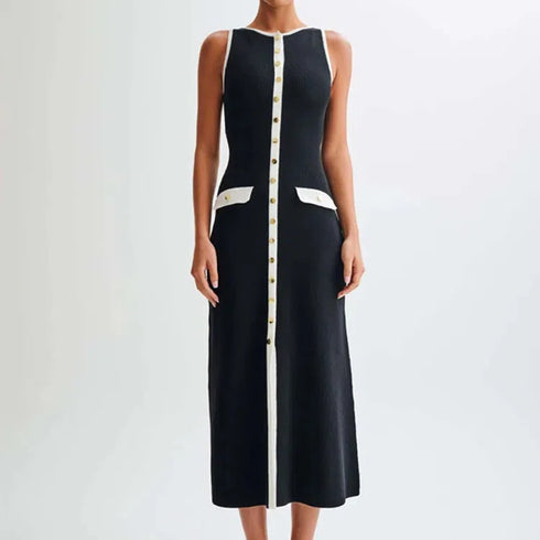 Tossy Knit Ribbed Cardigan Maxi Dress Elegant Sleeveless Style