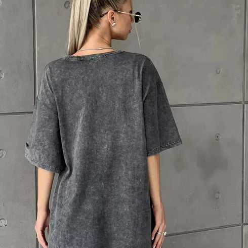 Vintage Leopard Print Oversized Cotton Tee