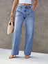 Women's Light Blue Wide Leg Straight-Leg Jeans