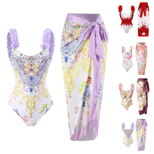 Floral Print One Piece Swimsuit for Women