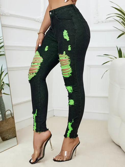 High Stretch Ripped Skinny Jeans for Women