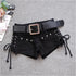 Low Rise Denim Shorts with Lace-Up Detail