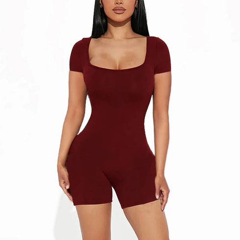 Women's Bodycon Short Sleeve High Waist Jumpsuit