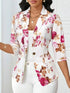 Floral Printed Autumn Blazer with Three Quarter Sleeves