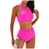High Waist Solid Colour Bikini Set for Women