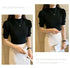 Women's Puff Sleeve Knitted Blouse with Half Turtleneck