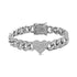 Iced Out Crystal Heart Tennis Miami Cuban Link Chain Bracelet