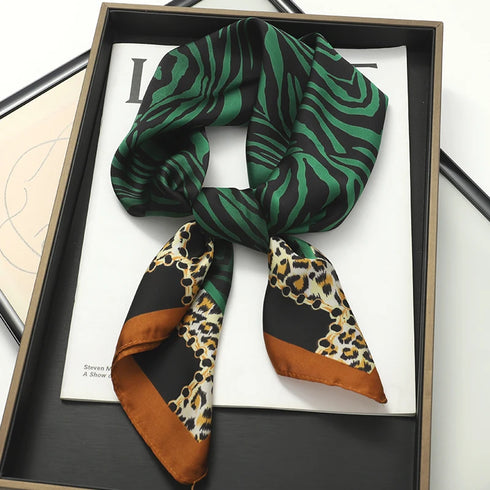 70x70cm Silk Satin Square Scarf with Print