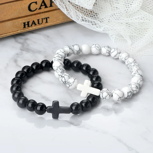 Jesus Cross Natural Stone Bracelet for Men