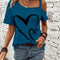 Women's Heart Print One Shoulder T-Shirt