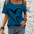 Women's Heart Print One Shoulder T-Shirt