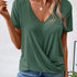 Twist Hem V Neck T-Shirt for Women