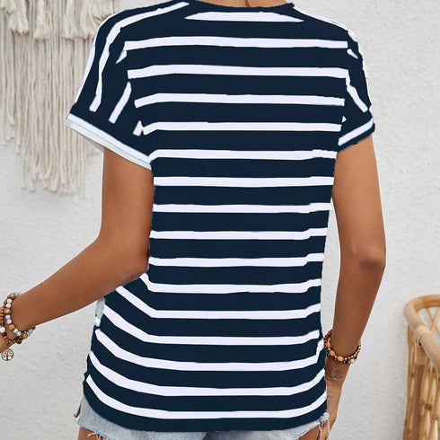 Striped Crew Neck T-shirt for Women
