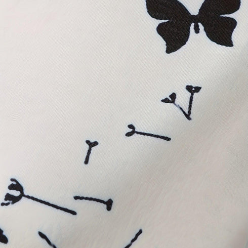 Dandelion & Butterfly Print T-Shirt Casual Crew Neck Top
